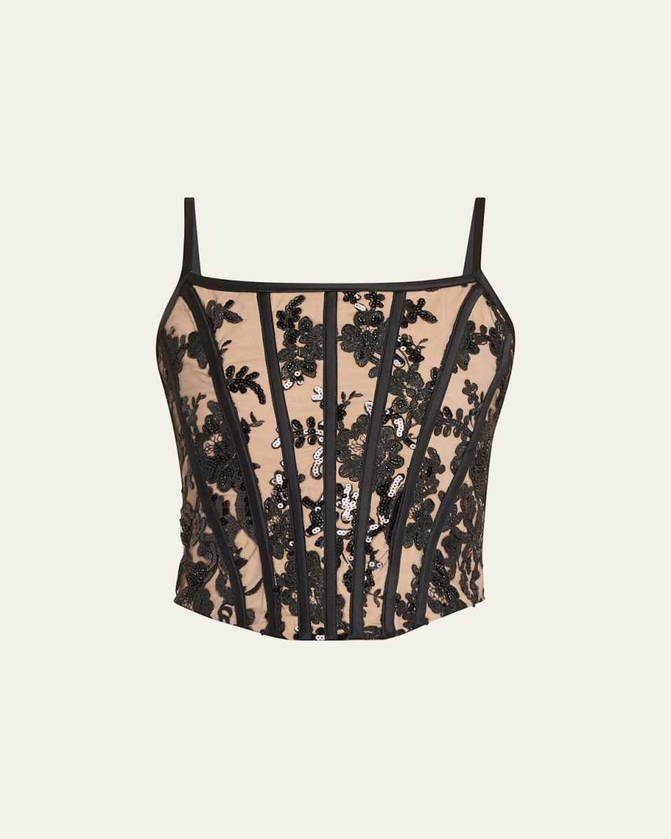Cressida Floral Sequined Corset Top